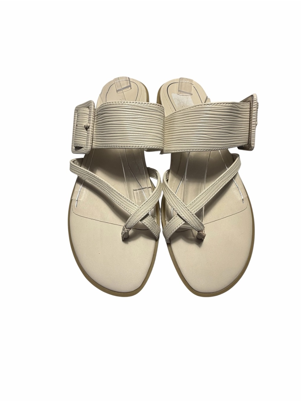 VIONIC Julep Cream Leather Strap Sandals Casual Toe Loop Style Sz 8